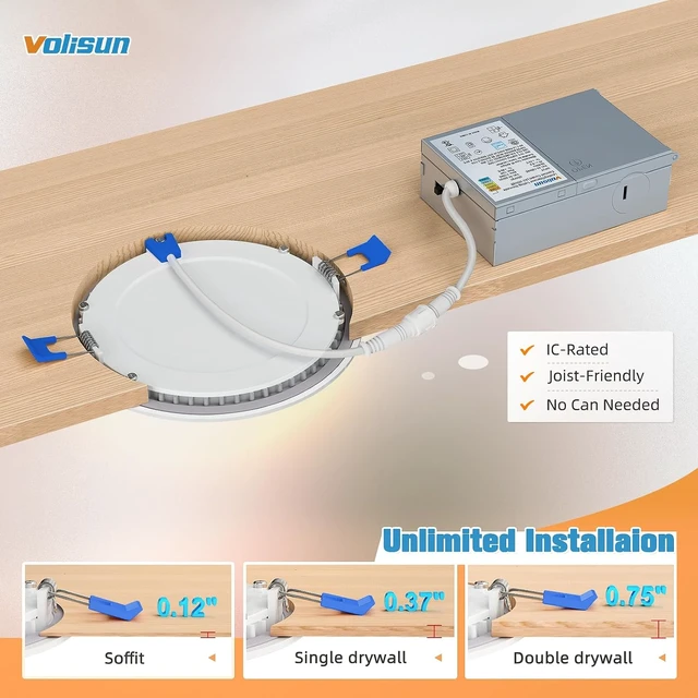 Alt view image 7 of 7 - VOLISUN 8 Pack 4 inch Recessed Lighting, 5CCT, 9.5W Eqv 80W, 810LM