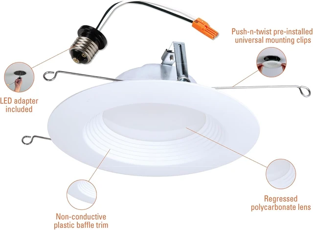 Alt view image 2 of 6 - HALO LTE 5/6 inch LED recessed Can Light Trim 3000K, dimmable 600lm 18PK