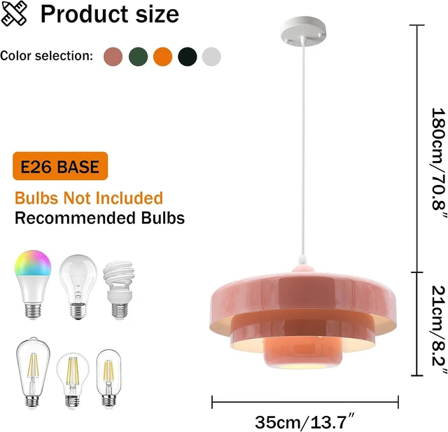 Alt view image 5 of 7 - Pink Pendant Light Mid Century Pendant Lamp Nordic Pendant Lighting Fixture Hanging Ceiling Light 3-Layer Shade Design for Kitchen Island Dining Table Bedroom