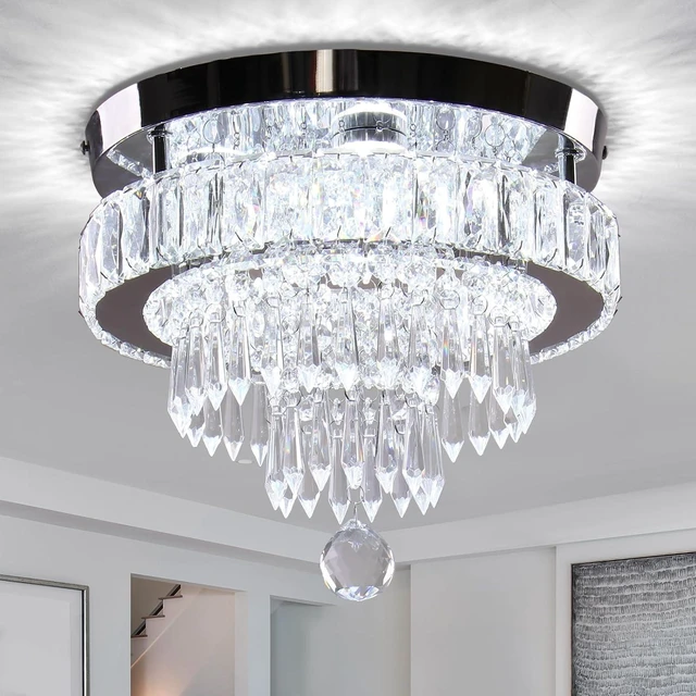 Main image of Finktonglan 11.8-Inch 4-Tier Hourglass Crystal LED Semi Flush Mount, 6500K