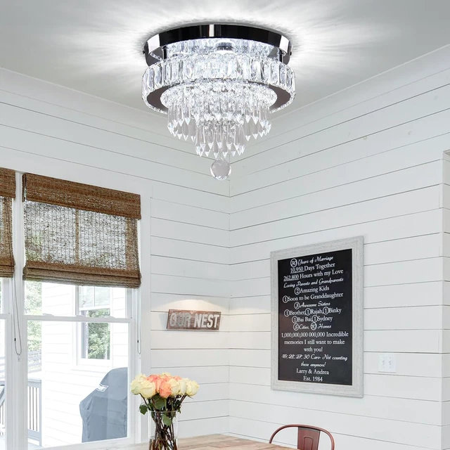 Alt view image 4 of 7 - Finktonglan 11.8-Inch 4-Tier Hourglass Crystal LED Semi Flush Mount, 6500K