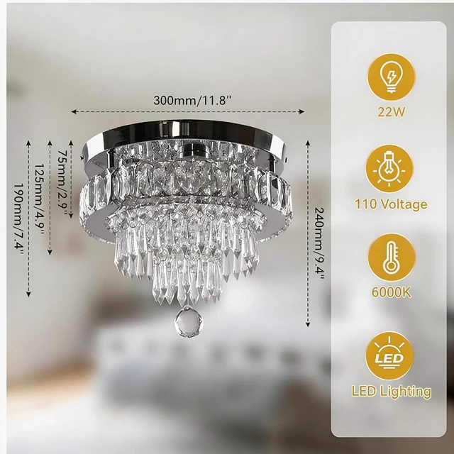 Alt view image 5 of 7 - Finktonglan 11.8-Inch 4-Tier Hourglass Crystal LED Semi Flush Mount, 6500K