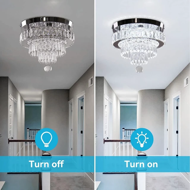 Alt view image 6 of 7 - Finktonglan 11.8-Inch 4-Tier Hourglass Crystal LED Semi Flush Mount, 6500K