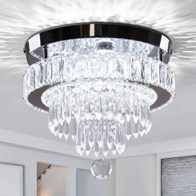 Alt view image 7 of 7 - Finktonglan 11.8-Inch 4-Tier Hourglass Crystal LED Semi Flush Mount, 6500K
