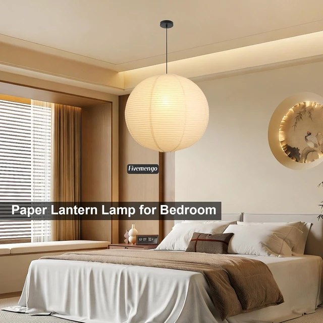 Alt view image 4 of 7 - Large Paper Pendant Light with Cord and Canopy, 23.6in Off White