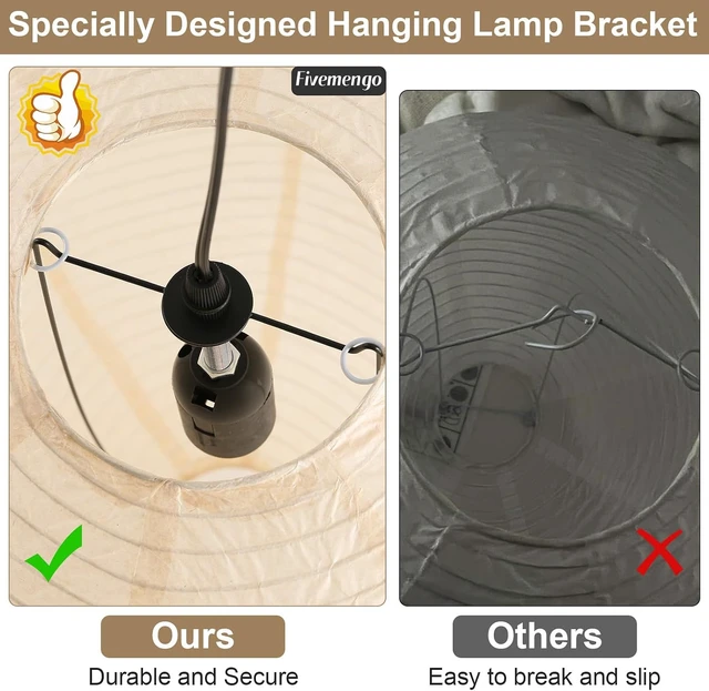 Alt view image 5 of 7 - Large Paper Pendant Light with Cord and Canopy, 23.6in Off White