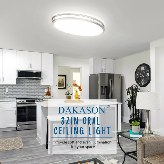 Alt view image 7 of 7 - DAKASON 32 Inch Oval LED Flush Mount Ceiling Light Fixture for Kitchen 50W