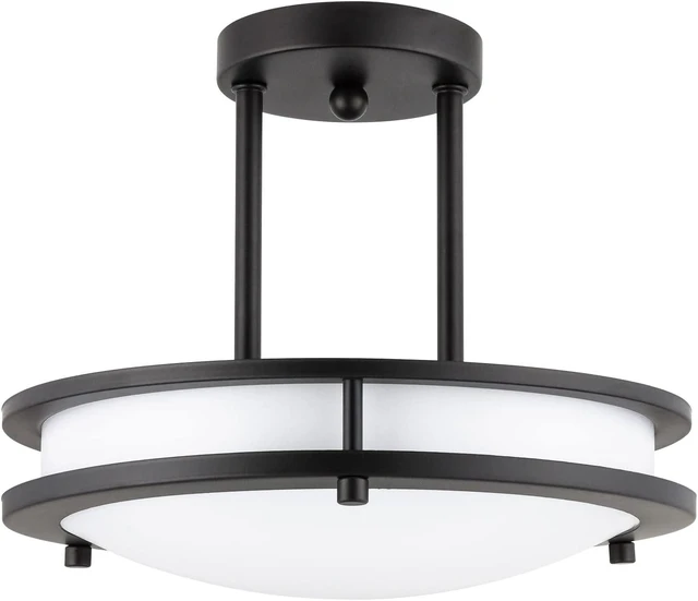 Main image of Diodesy- Semi Flush Mount Double Ring Ceiling Light 12-Inch Modern Close to Ceiling LED Light Fixture Oil Rubbed Bronze for Hallway Bedroom Living Room Kitchen Dimmable 30K/40K/50K 3CCT 15W 1050 Lumen
