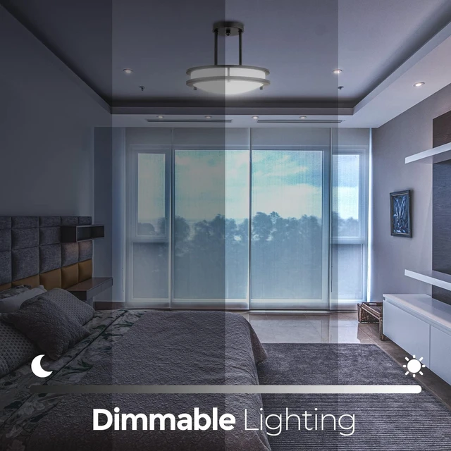 Alt view image 3 of 6 - Diodesy- Semi Flush Mount Double Ring Ceiling Light 12-Inch Modern Close to Ceiling LED Light Fixture Oil Rubbed Bronze for Hallway Bedroom Living Room Kitchen Dimmable 30K/40K/50K 3CCT 15W 1050 Lumen