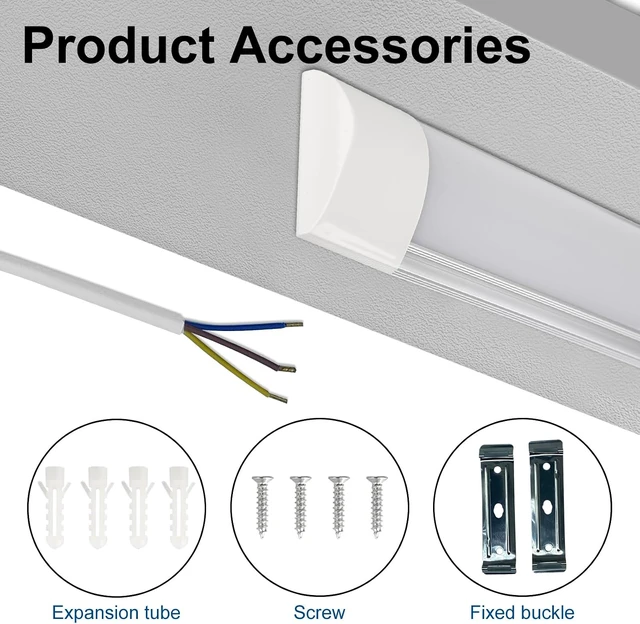 Alt view image 3 of 7 - 2 Packs 4FT LED Batten Light, Ultra-Thin Ceiling Surface Mounted Light, 40W, 4000K, IP20, LED Ceiling Lamp for Garage, Shop, Hallway, Office, Market, ver.2