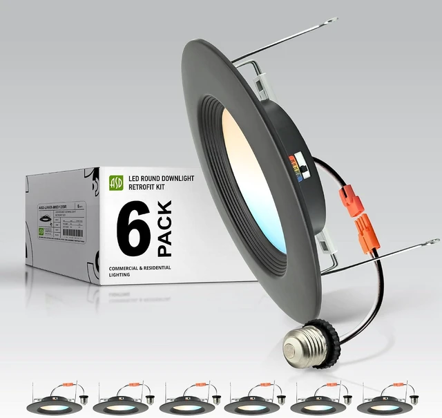 Main image of ASD 6 Pack Bronze Retrofit LED Recessed Lighting 6 Inch, 5CCT Wafer Lights