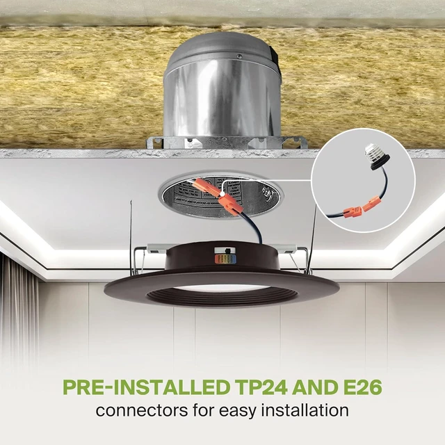 Alt view image 3 of 7 - ASD 6 Pack Bronze Retrofit LED Recessed Lighting 6 Inch, 5CCT Wafer Lights