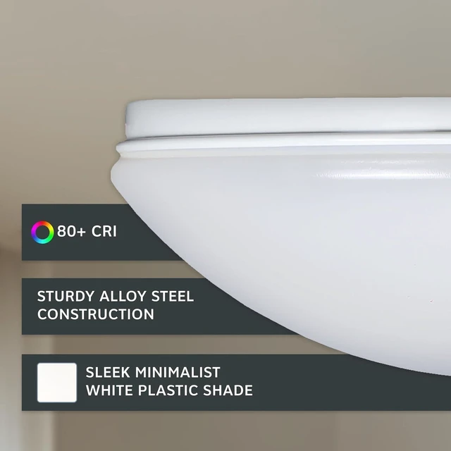 Alt view image 3 of 6 - Designers Fountain EnviroLite Flush Mount Ceiling Light, 11 Inch LED Round Glass Lighting Fixture for Kitchen, Bedroom, Bathroom, and Hallway, White, EV1011C5C-06