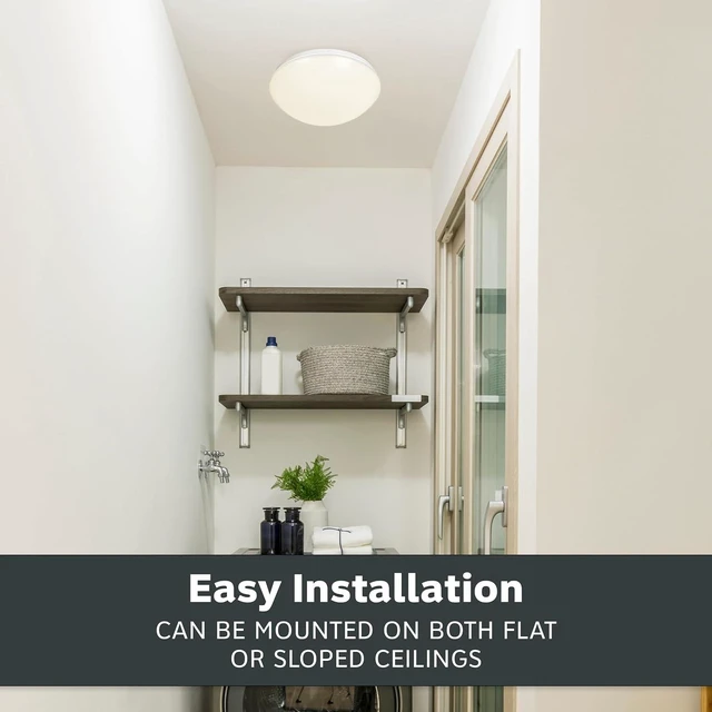Alt view image 6 of 6 - Designers Fountain EnviroLite Flush Mount Ceiling Light, 11 Inch LED Round Glass Lighting Fixture for Kitchen, Bedroom, Bathroom, and Hallway, White, EV1011C5C-06
