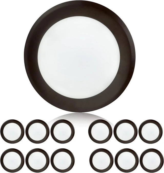 Main image of TOPELER Surface Mount LED Ceiling Light, 6 Inch Bronze Low Profile Dimmable Flush Mount LED Disk Light, Installs into J-Box or Recessed Can, 15W 1000Lm, 3000K Warm White, FCC & ETL-Listed, 12 Pack