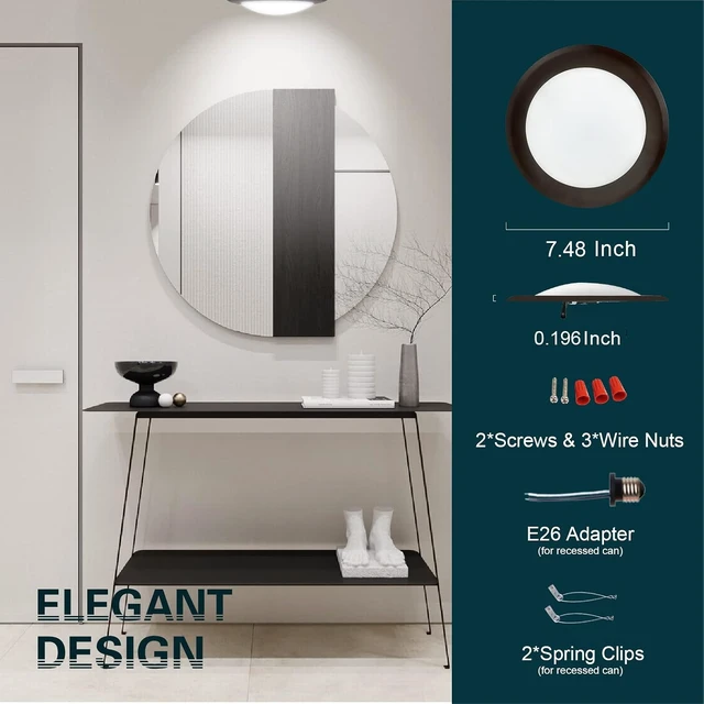 Alt view image 6 of 7 - TOPELER Surface Mount LED Ceiling Light, 6 Inch Bronze Low Profile Dimmable Flush Mount LED Disk Light, Installs into J-Box or Recessed Can, 15W 1000Lm, 3000K Warm White, FCC & ETL-Listed, 12 Pack