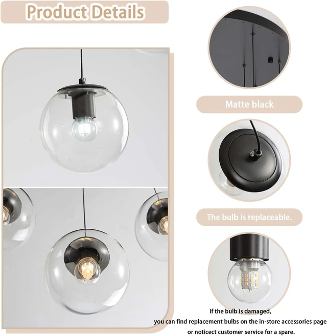 Alt view image 2 of 7 - ykolupty 3-Light Small Chandelier LED Modern Glass Globe Pendant Light Chandeliers for Entryway Lighting Fixture Bedroom and Dining Room