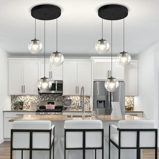 Alt view image 7 of 7 - ykolupty 3-Light Small Chandelier LED Modern Glass Globe Pendant Light Chandeliers for Entryway Lighting Fixture Bedroom and Dining Room