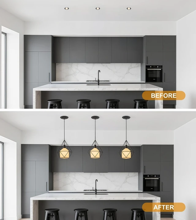 Alt view image 6 of 6 - Recessed to Pendant Light Converter Kit - 6 Inch Can Light Conversion, Includes E26 Socket, Mounting Bracket, Round Ceiling Plate & 3D Black Cover