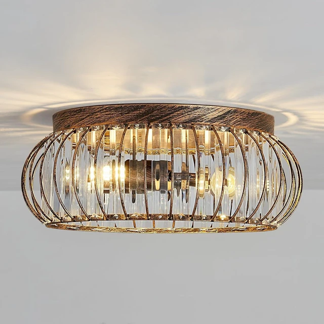 Main image of YYJLX Modern Crystal Ceiling Light Oil Rubbed Bronze Flush Mount Ceiling Light Fixture 3 Light Ceiling Chandelier for Hallway Bedroom Bathroom Foyer Living Room Dining Room Kitchen.