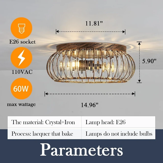 Alt view image 2 of 7 - YYJLX Modern Crystal Ceiling Light Oil Rubbed Bronze Flush Mount Ceiling Light Fixture 3 Light Ceiling Chandelier for Hallway Bedroom Bathroom Foyer Living Room Dining Room Kitchen.