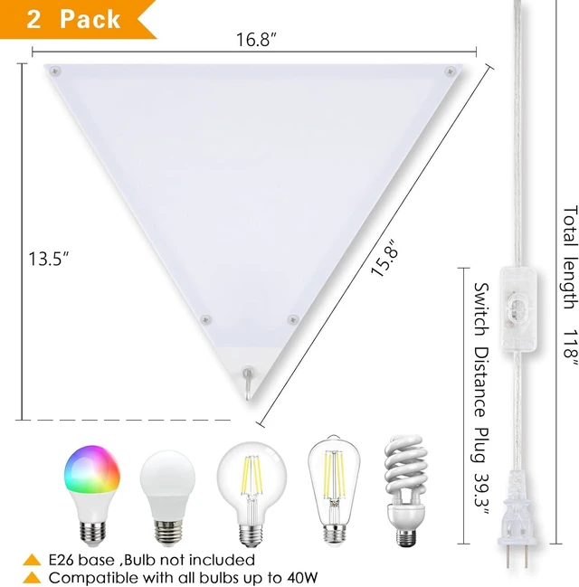 Alt view image 2 of 7 - 2 Pack Corner Light, Modern Corner Ceiling Light for Living Room, Bedroom, Office - White