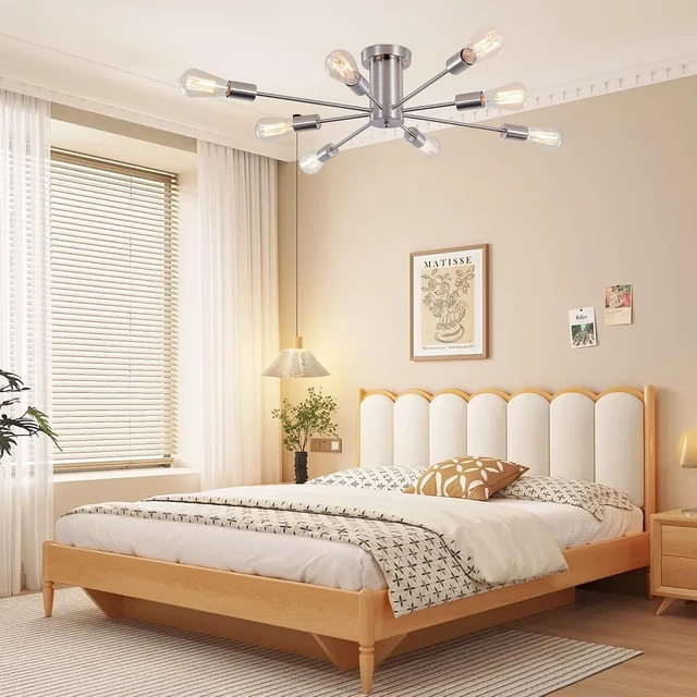 Alt view image 6 of 7 - Modern Sputnik Chandelier, 8-Light Ceiling Light Fixture - E26 Base