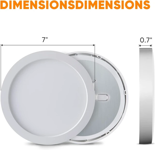 Alt view image 3 of 6 - 7" LED Flush Mount Ceiling Light120V 16W 900LM3000K Warm White Round Flat Panel Light, Surface Mounted DownlightWhite
