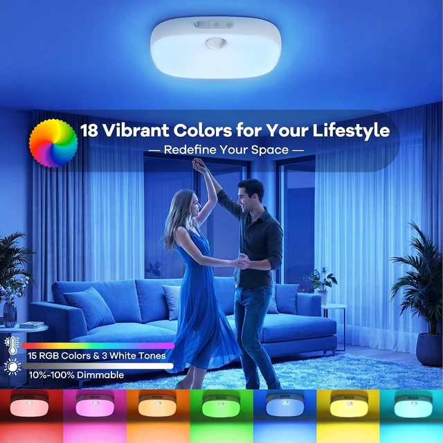 Alt view image 4 of 7 - Shower Light IP65 Waterproof, Motion Sensor Ceiling Light Rechargeable