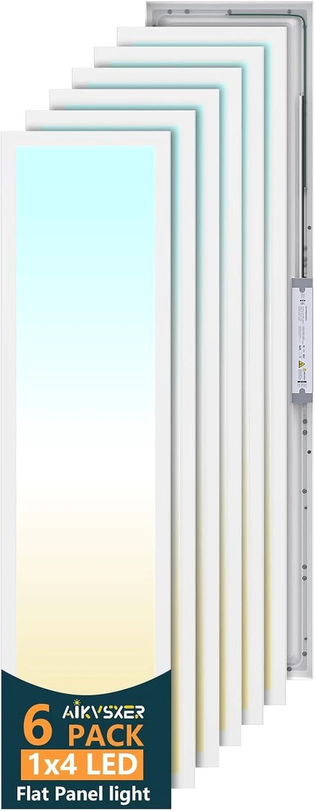 Main image of AIKVSXER 6Pack 1x4 LED Flat Panel Light, 50W Surface Mount Ceiling Fixture
