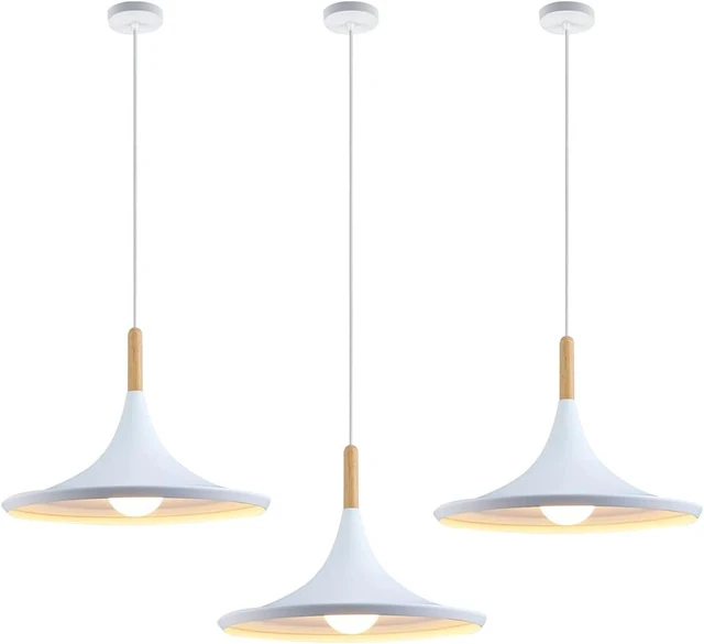 Main image of KCO Lighting 3 Pack Farmhouse 14.2 White Cone Pendant Light Kitchen Island