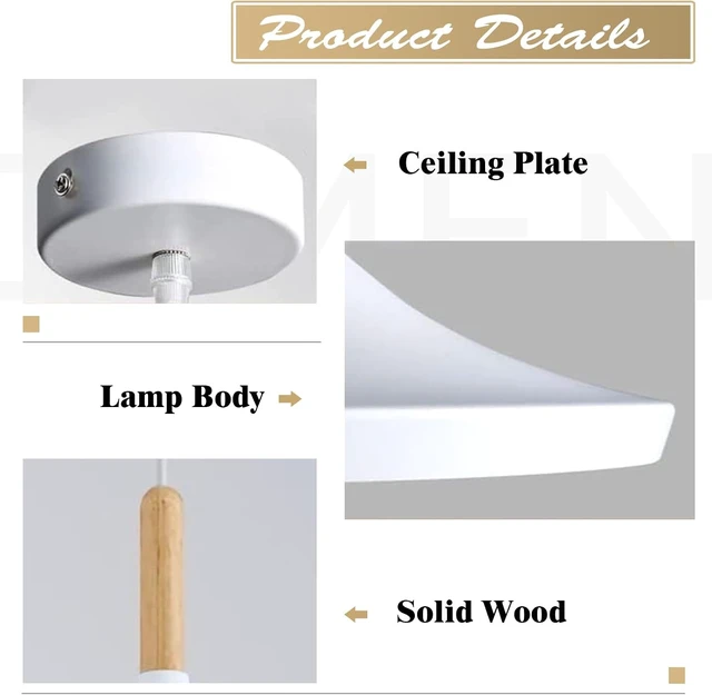 Alt view image 3 of 7 - KCO Lighting 3 Pack Farmhouse 14.2 White Cone Pendant Light Kitchen Island