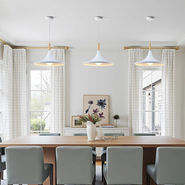 Alt view image 5 of 7 - KCO Lighting 3 Pack Farmhouse 14.2 White Cone Pendant Light Kitchen Island