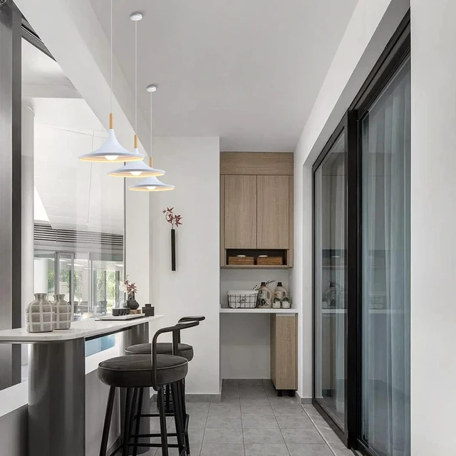 Alt view image 7 of 7 - KCO Lighting 3 Pack Farmhouse 14.2 White Cone Pendant Light Kitchen Island