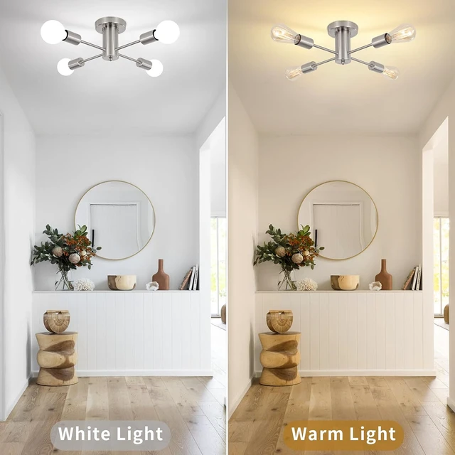 Alt view image 2 of 7 - Sputnik Chandelier 4 Lights Mid Century Brushed Nickel Light Fixture