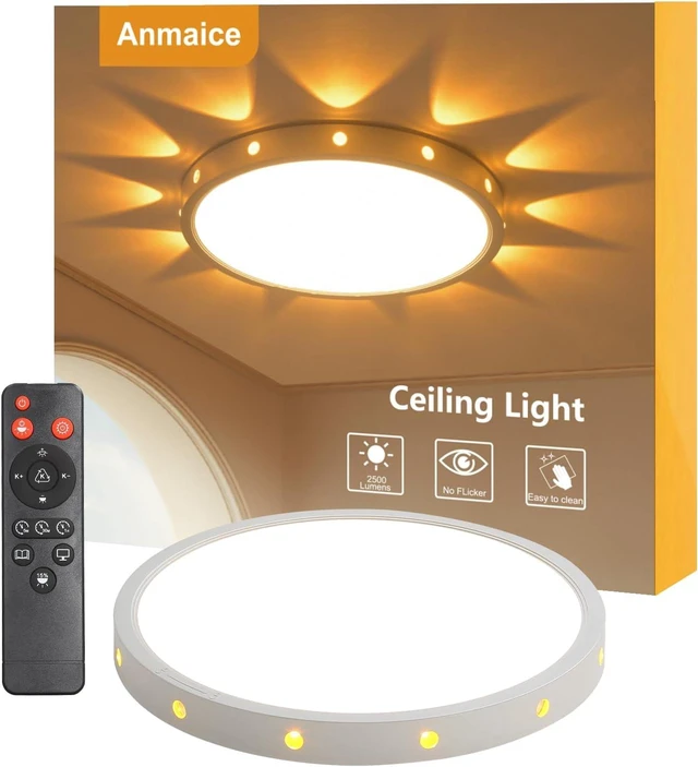 Main image of 12in 24W Flush Mount led Ceiling Light fixtures 3000-6500K Remote