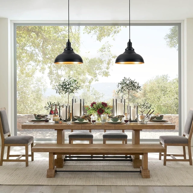 Alt view image 7 of 7 - Black Pendant Light Hanging Lamps for Living Room Plug in 15FT Dimmable Switch Adjustable Pulley Hanging Lights with Cord for Kitchen Bedroom 2 Pack