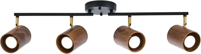 Main image of BISAMIYA Modern 4-Light Track Lighting Kit, Matte Black & Dark Wood