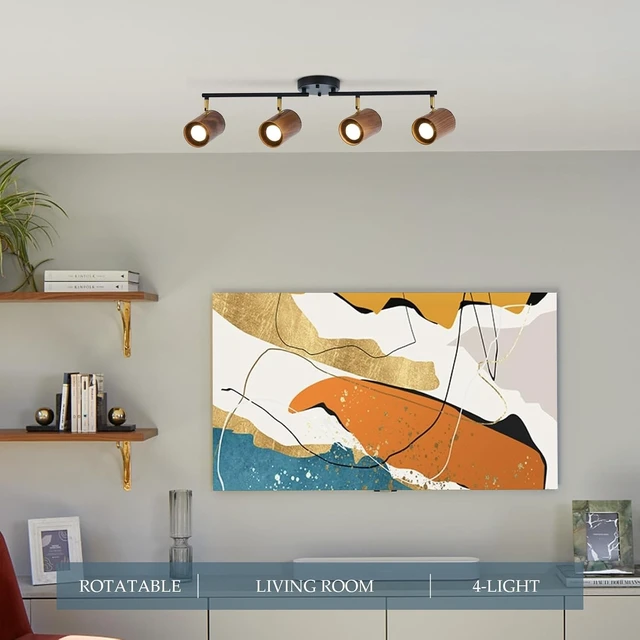 Alt view image 2 of 7 - BISAMIYA Modern 4-Light Track Lighting Kit, Matte Black & Dark Wood