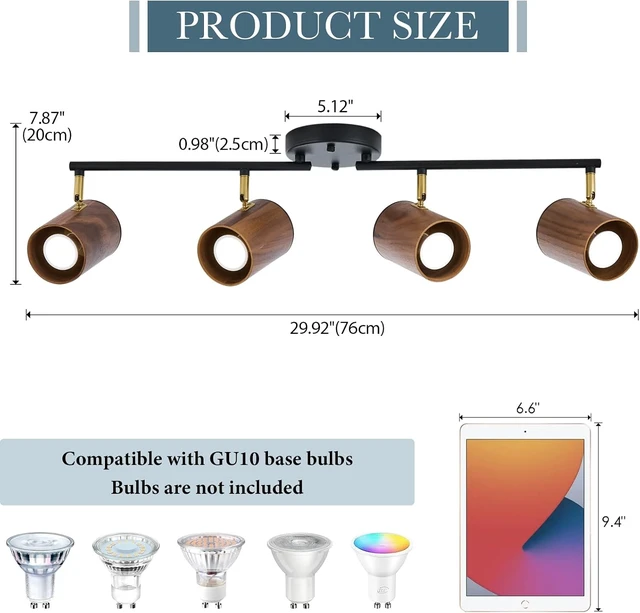 Alt view image 3 of 7 - BISAMIYA Modern 4-Light Track Lighting Kit, Matte Black & Dark Wood
