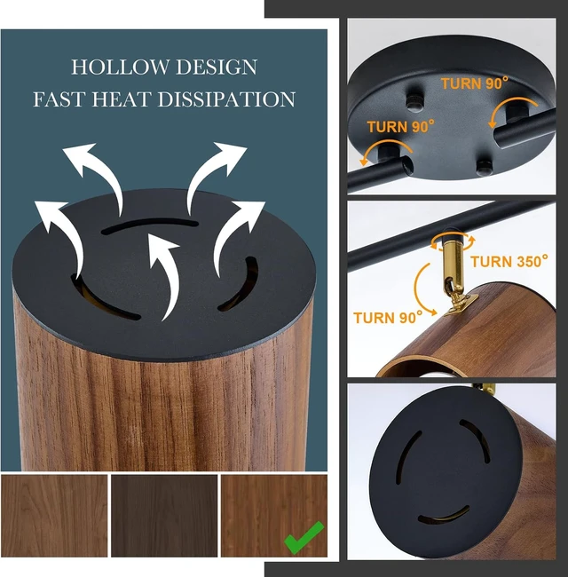 Alt view image 4 of 7 - BISAMIYA Modern 4-Light Track Lighting Kit, Matte Black & Dark Wood