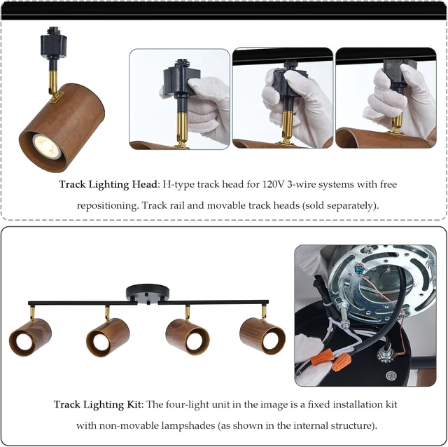 Alt view image 5 of 7 - BISAMIYA Modern 4-Light Track Lighting Kit, Matte Black & Dark Wood