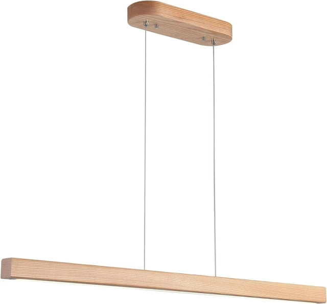 Main image of 31" Wooden Linear Pendant Light LED Pendant Light Dimmable Pool Table Island Lights Modern Linear Chandeliers for Dining Room Kitchen Ceiling Pendant Lamp for Dining Room Kitchen Island Natural