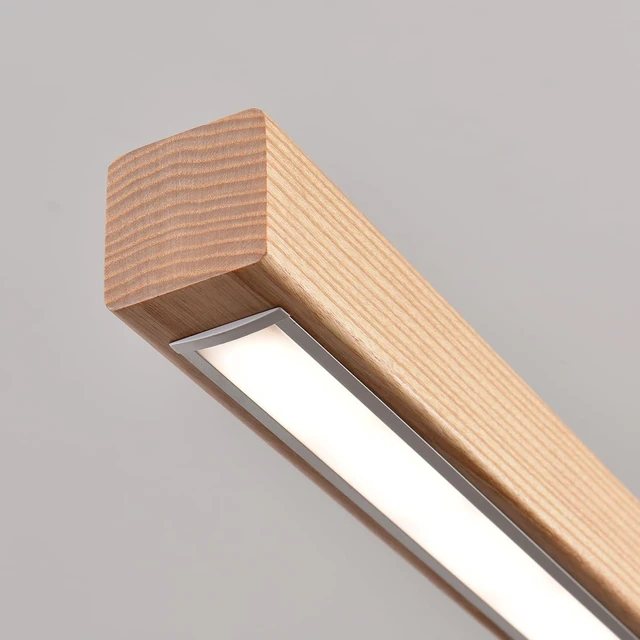 Alt view image 6 of 7 - 31" Wooden Linear Pendant Light LED Pendant Light Dimmable Pool Table Island Lights Modern Linear Chandeliers for Dining Room Kitchen Ceiling Pendant Lamp for Dining Room Kitchen Island Natural