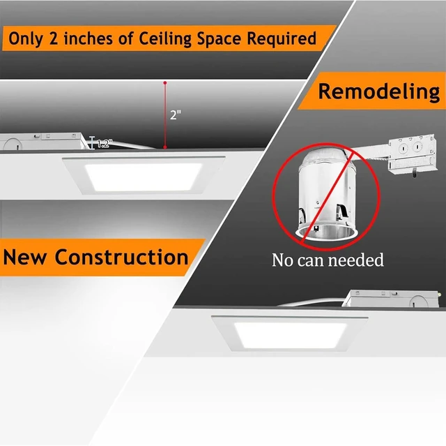 Alt view image 3 of 7 - Square 8 Inch Recessed Light,18W 6000K Daylight,No Dimmable 4Pack