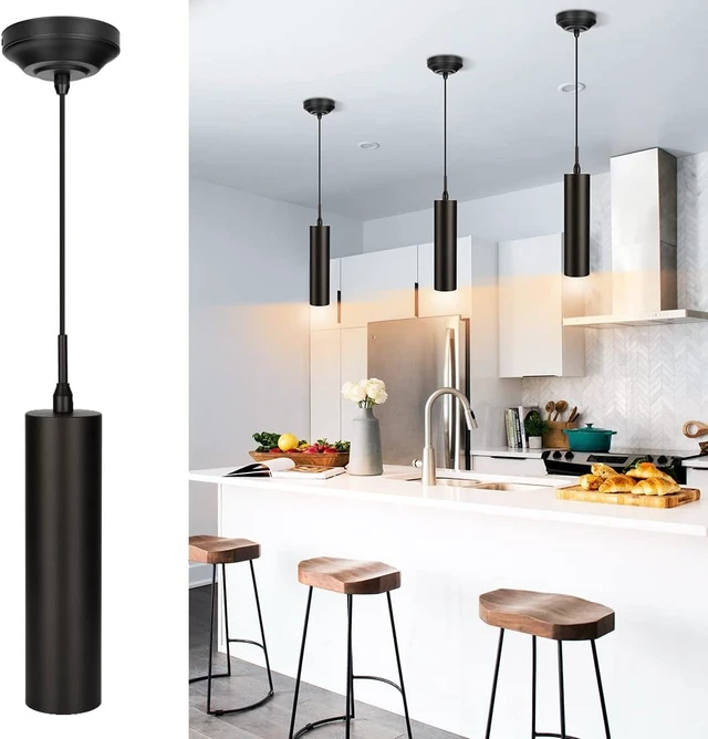 Main image of DAKASON Black Pendant Light, LED Modern Pendant Light Fixture for Kitchen Island, Industrial Pendant Lighting for Dining Room, Vintage Chandelier to Decor Living Room, Hallway (1Pack)