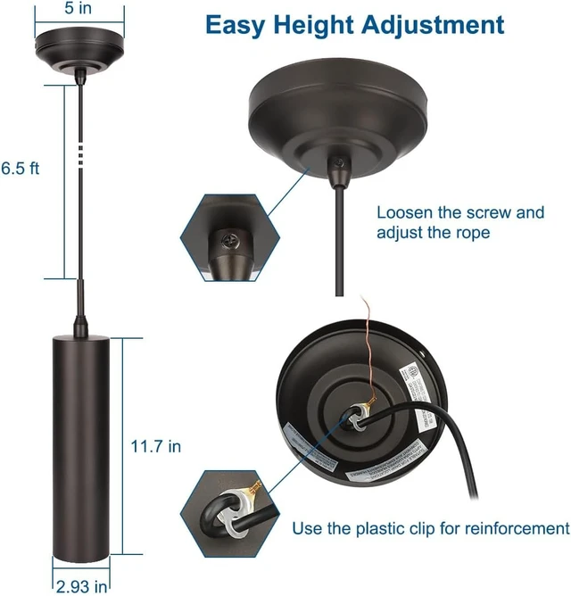 Alt view image 3 of 6 - DAKASON Black Pendant Light, LED Modern Pendant Light Fixture for Kitchen Island, Industrial Pendant Lighting for Dining Room, Vintage Chandelier to Decor Living Room, Hallway (1Pack)
