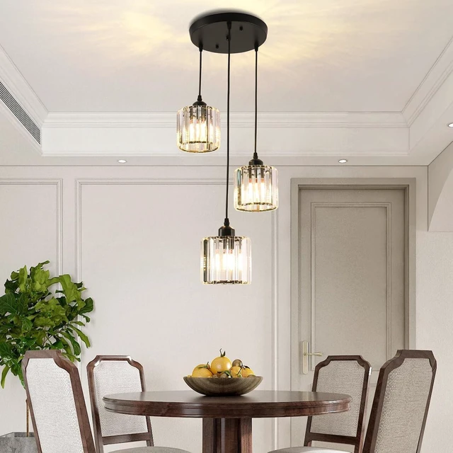 Main image of 3-Light Crystal Raindrop Chandelier, Black, for High Ceilings