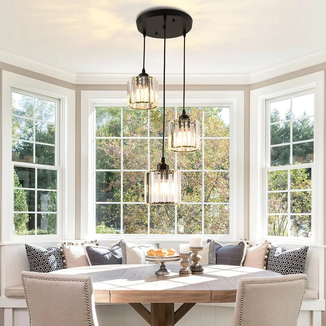 Alt view image 6 of 7 - 3-Light Crystal Raindrop Chandelier, Black, for High Ceilings