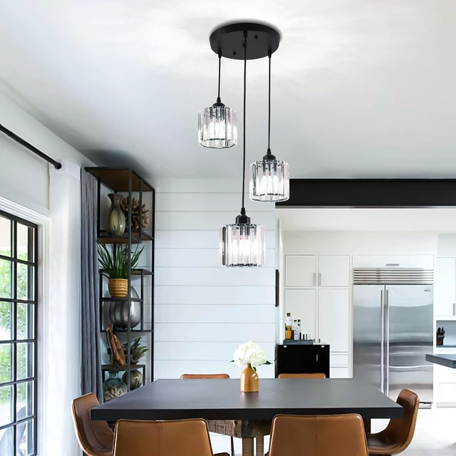Alt view image 2 of 7 - 3-Light Crystal Raindrop Chandelier, Black, for High Ceilings